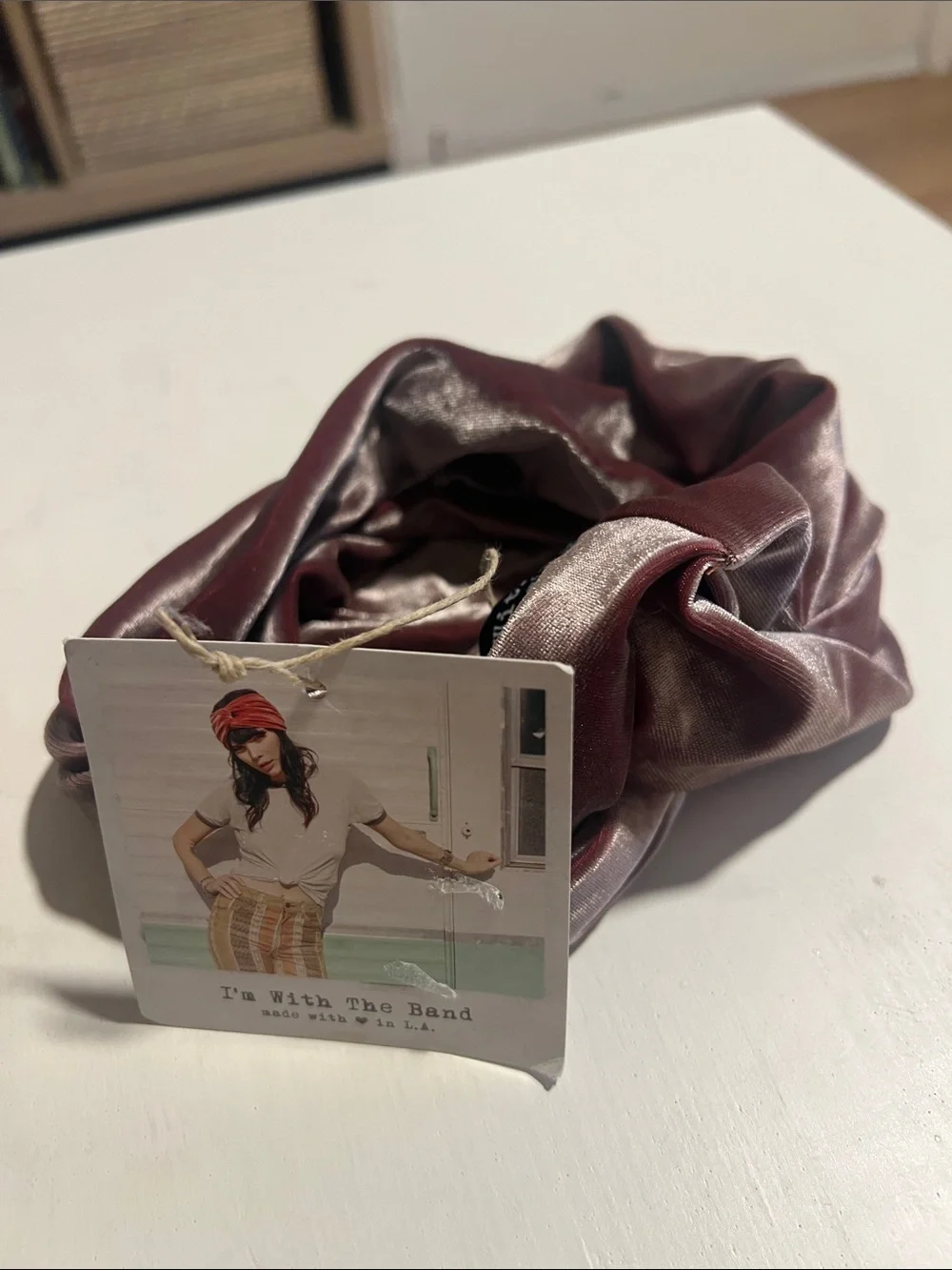 Knot Front Velvet Turban Headband in Taupe